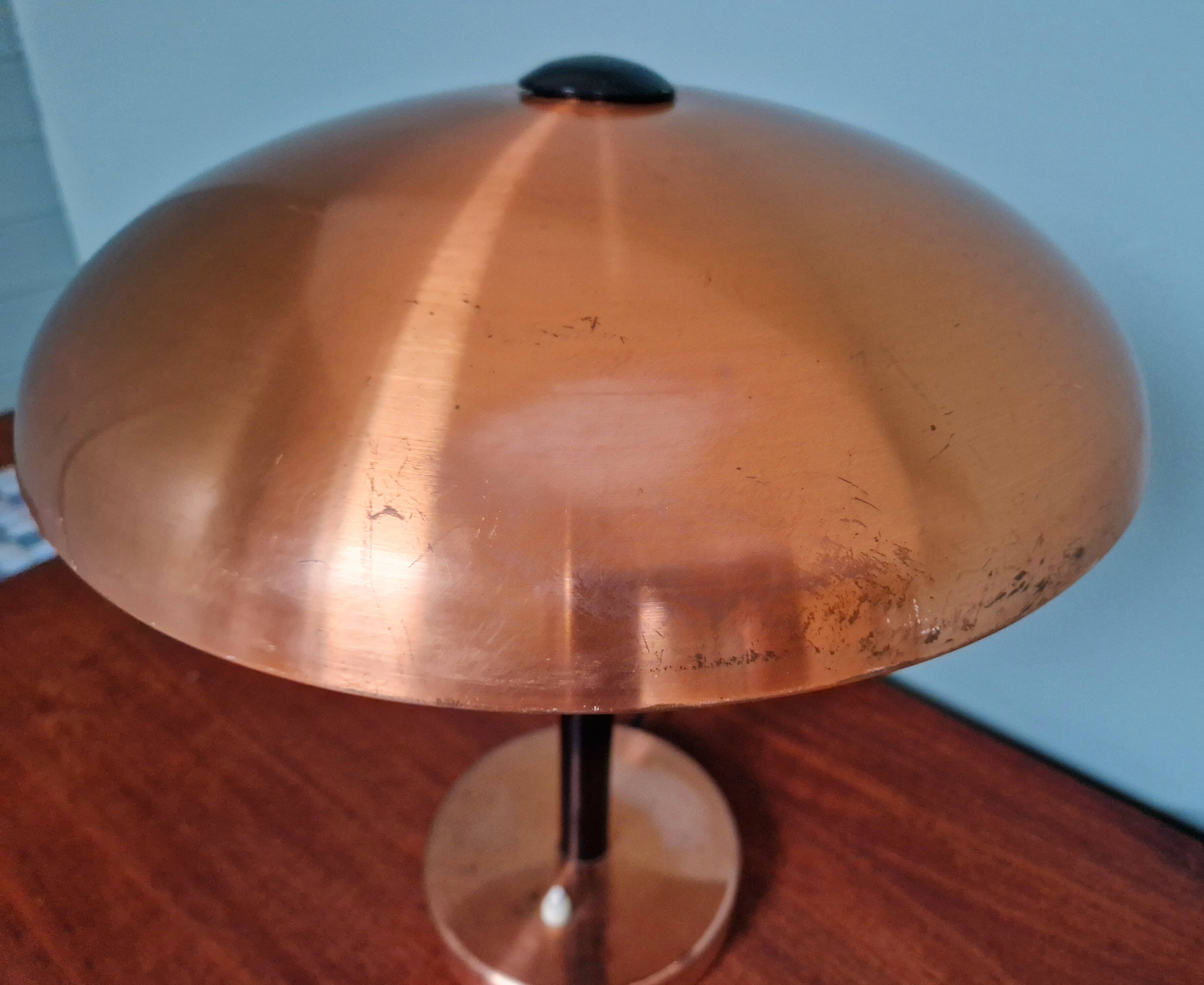 Large copper desk lamp, 1950s