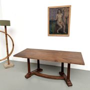 Table de repas ou bureau Art Déco en chêne et hêtre – Années 1930