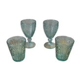 Set of 4 moulded glass glasses – vintage style