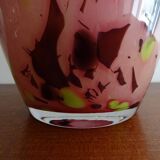 La rochere glassware vase in pink and multi-colored multi-layered glass signed