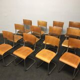 Set of 12 tubular steel chairs Mart Stam