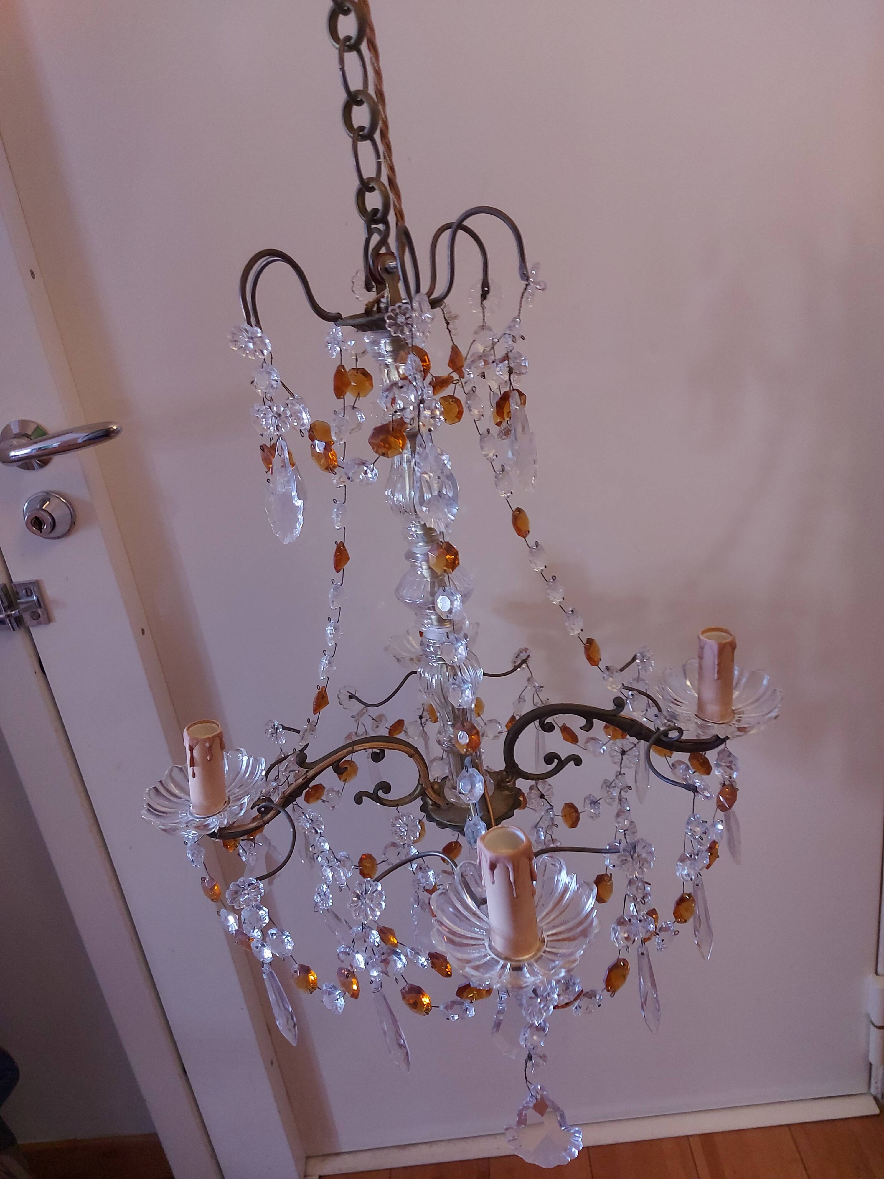 Chandelier to, colored crystal tassels