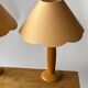 2 vintage wooden and fabric bedside lamps