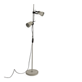 Vintage adjustable floor lamp, matte white lacquered metal and chrome, France 1970.