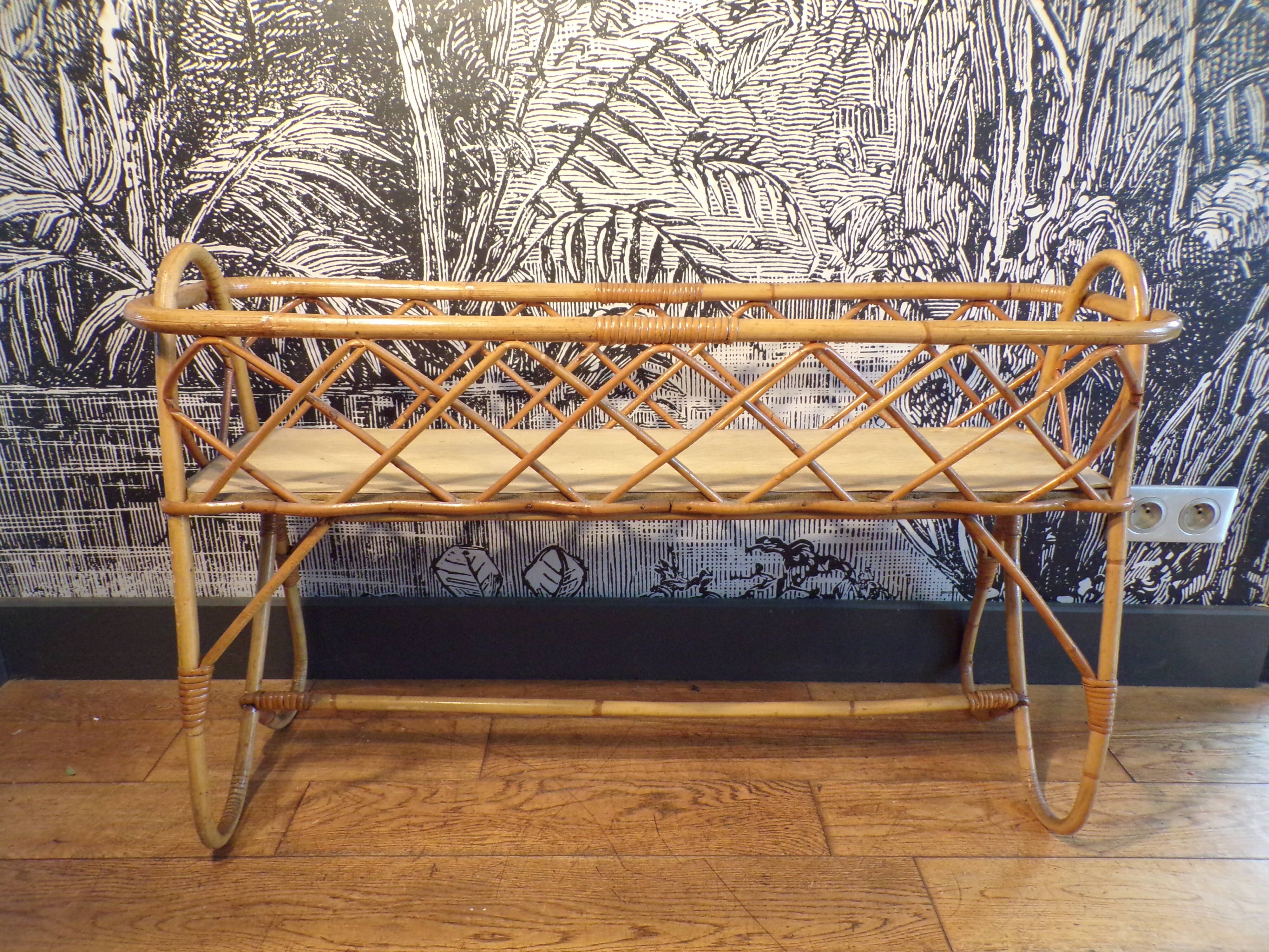 Vintage rattan planter