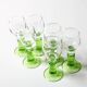 Set of 6 Vintage Limoncino Liqueur Glasses Green Stem Shot Glasses Bormioli