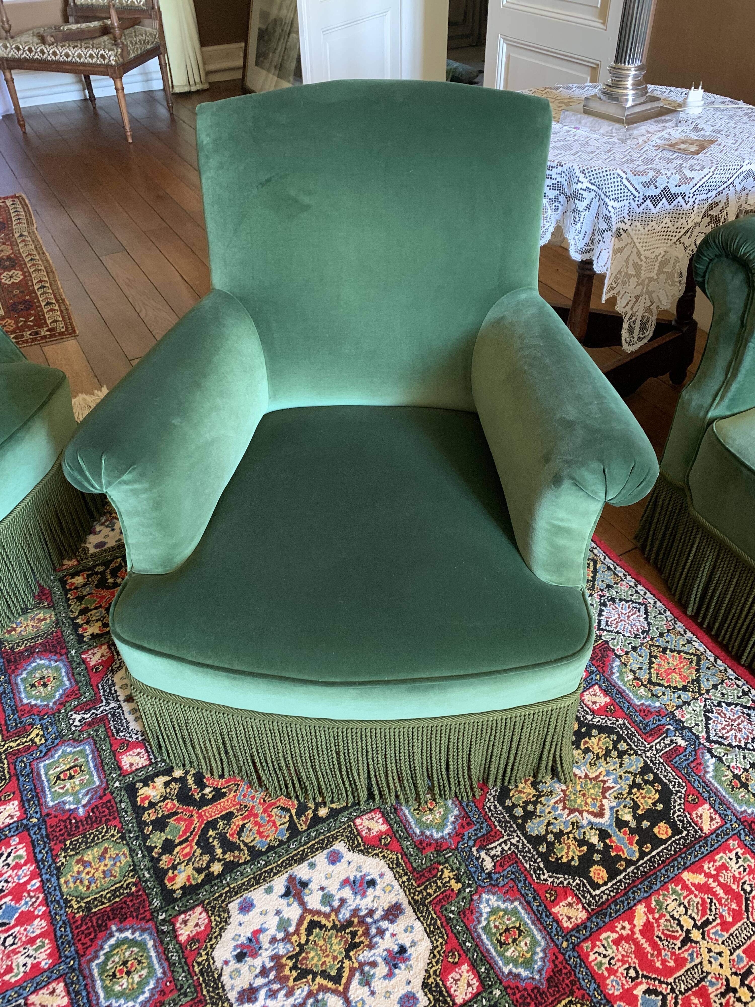 canapé et 2 fauteuils en velours