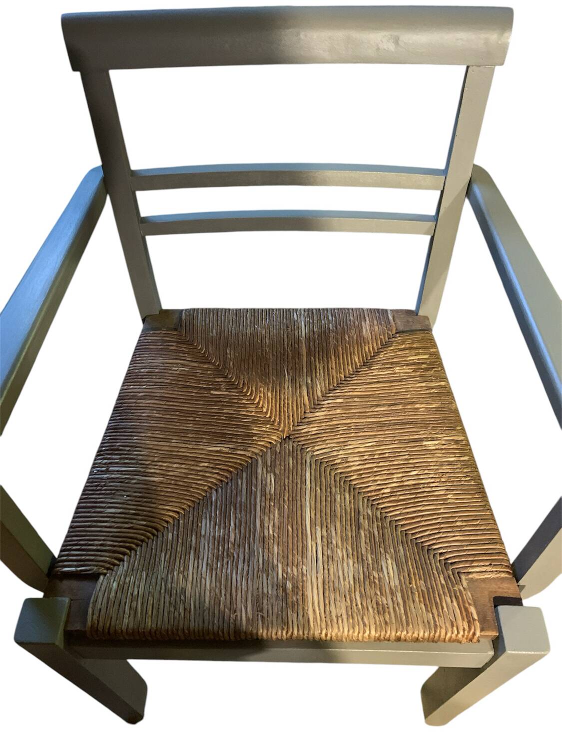 Wooden straw armchair