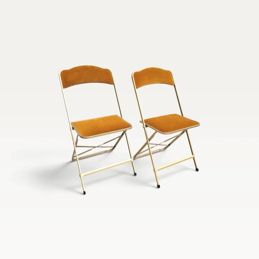 Pair of vintage mustard Opera chairs from the 70s.