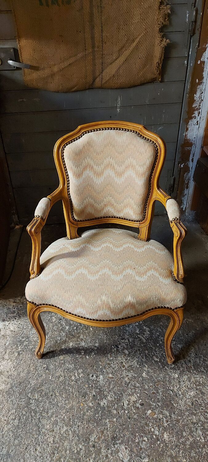 Armchair Louis XV head of wolf