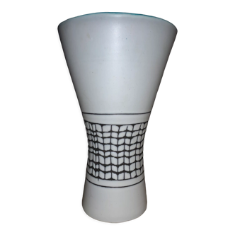 Vase extérieur blanc intérieur vert 23 cm