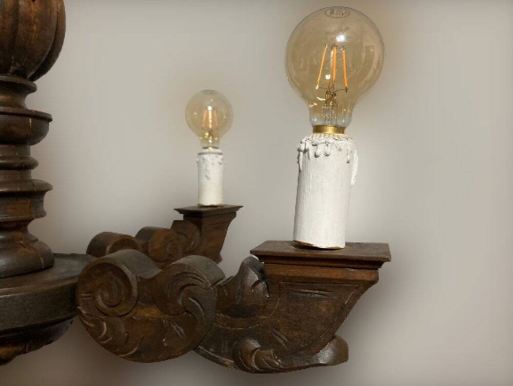 Renaissance wooden chandelier, 1800s