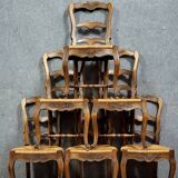 Série de 6 chaises Provencales style Louis XV en chene vers 1900