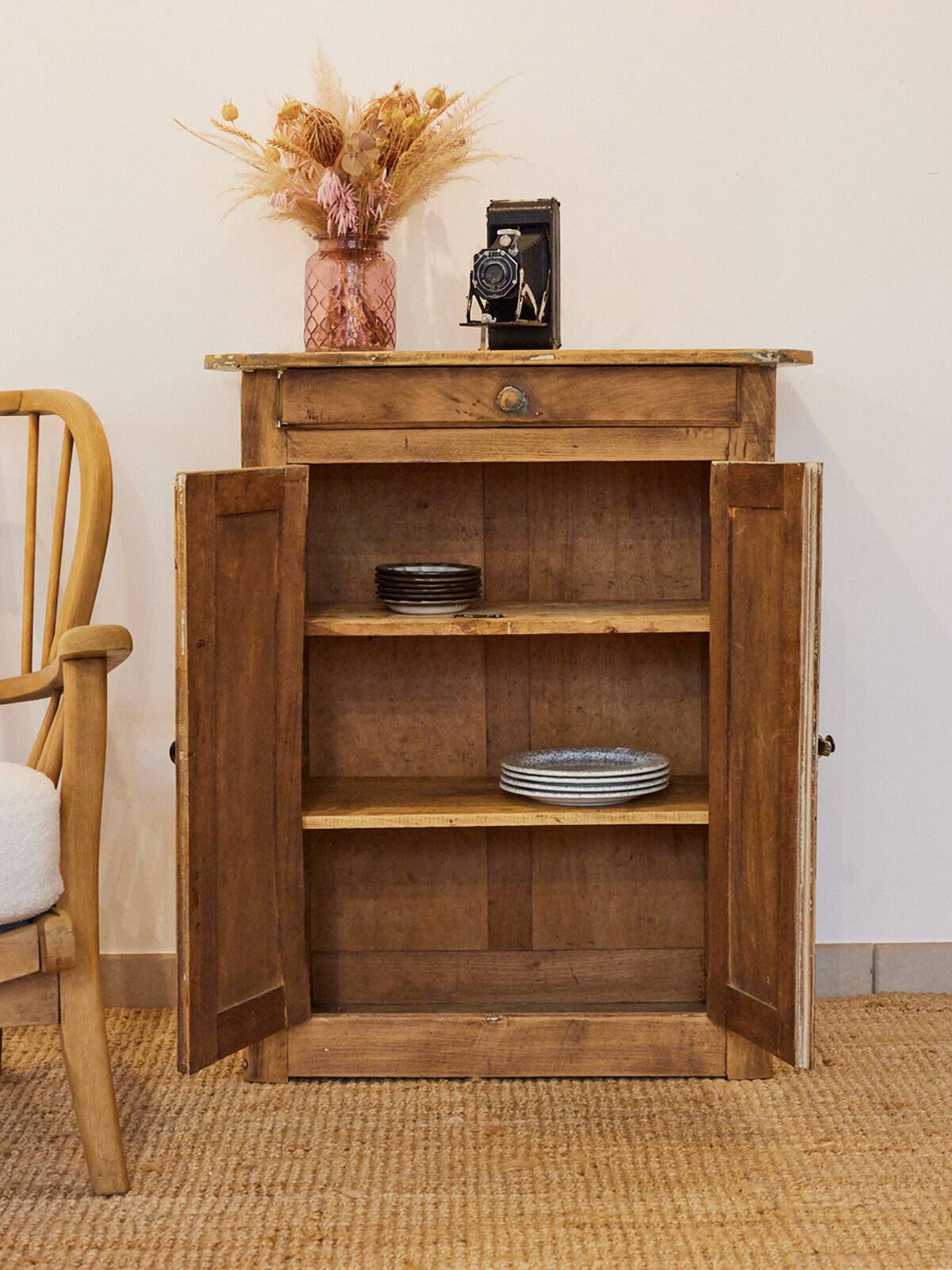 Patinated wooden Parisian sideboard
