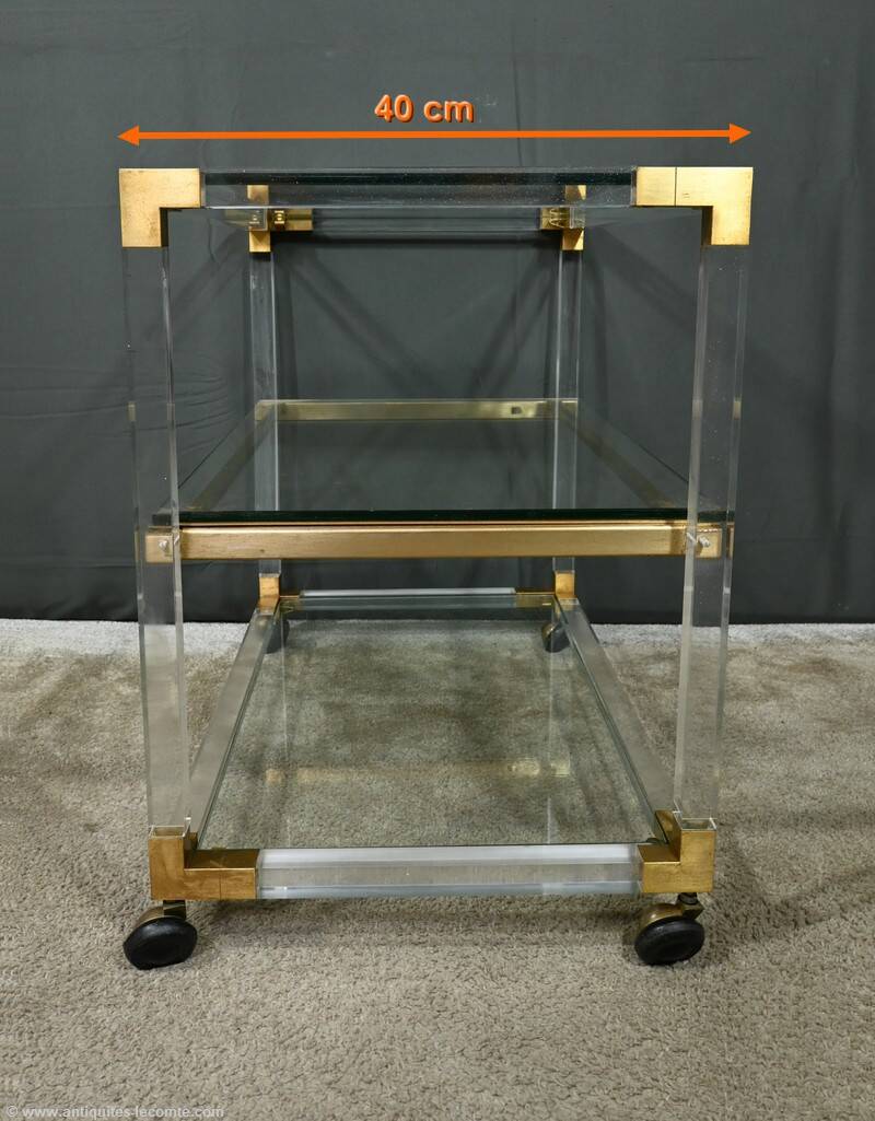 Rolling acrylic and brass serving table – 1960