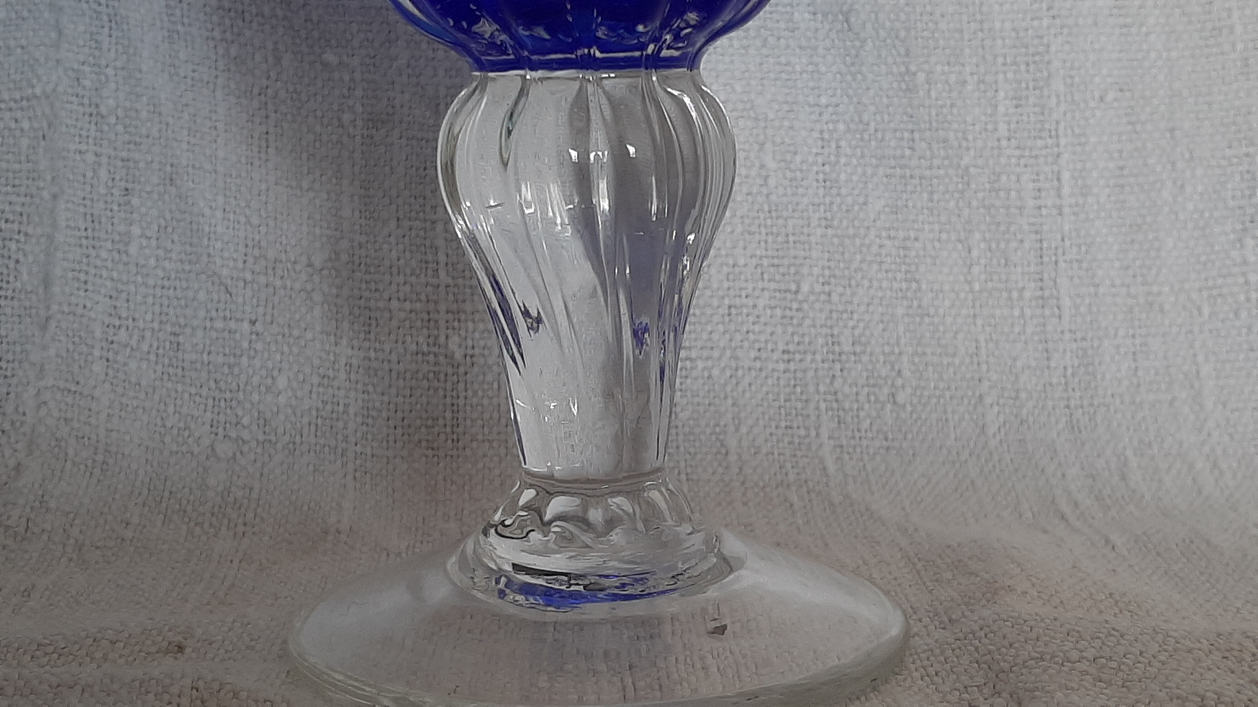 Set of six blue walking glasses "Biot" by Saba.