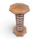 Antique carved solid oak pedestal, octagonal top and turned column.