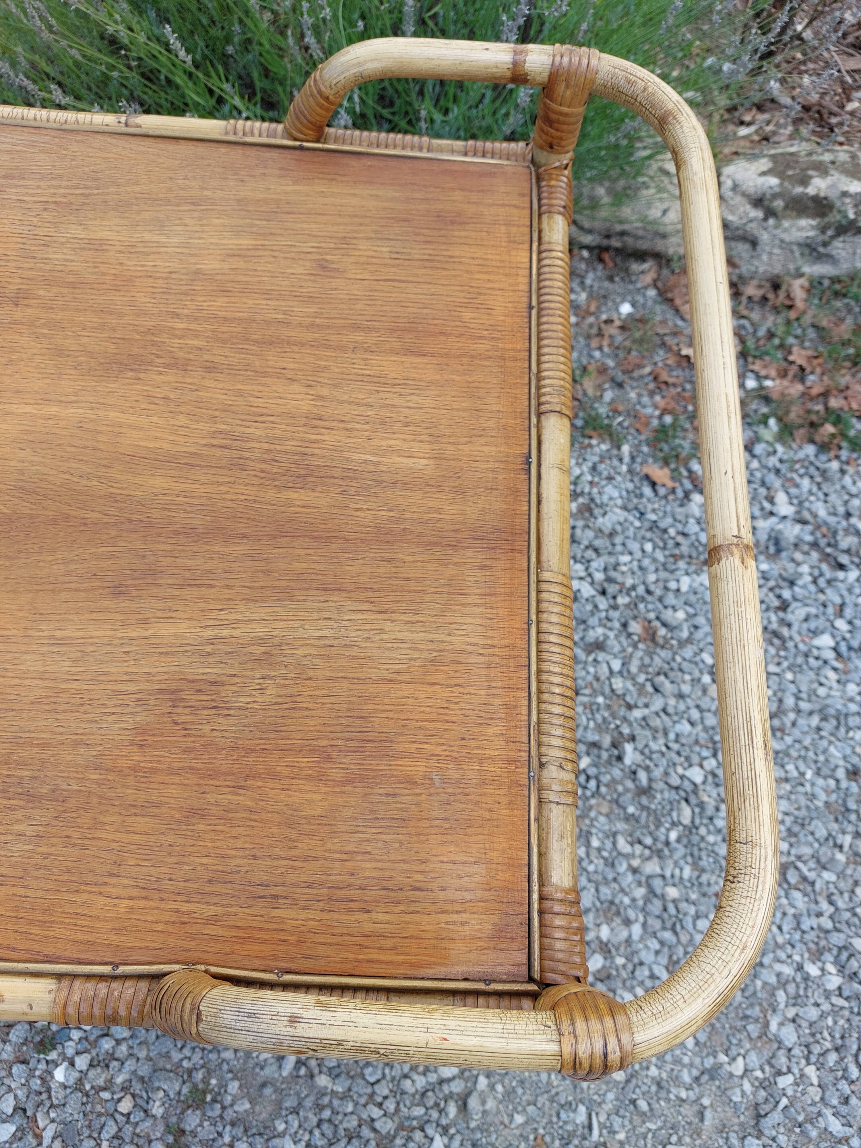 wheeled wicker dessert trolley, console, vintage