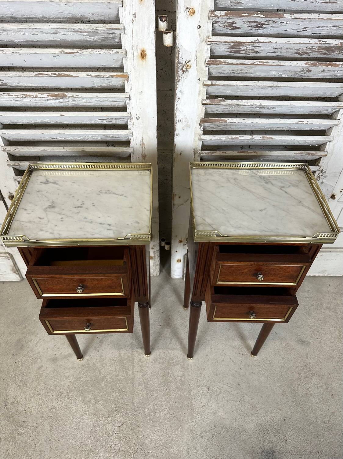 Pair of mahogany bedside tables