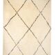 Tapis berbere beni ourain ecru avec losanges noirs 200 x 155 cm