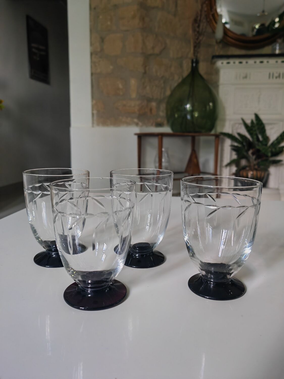 4 antique glasses