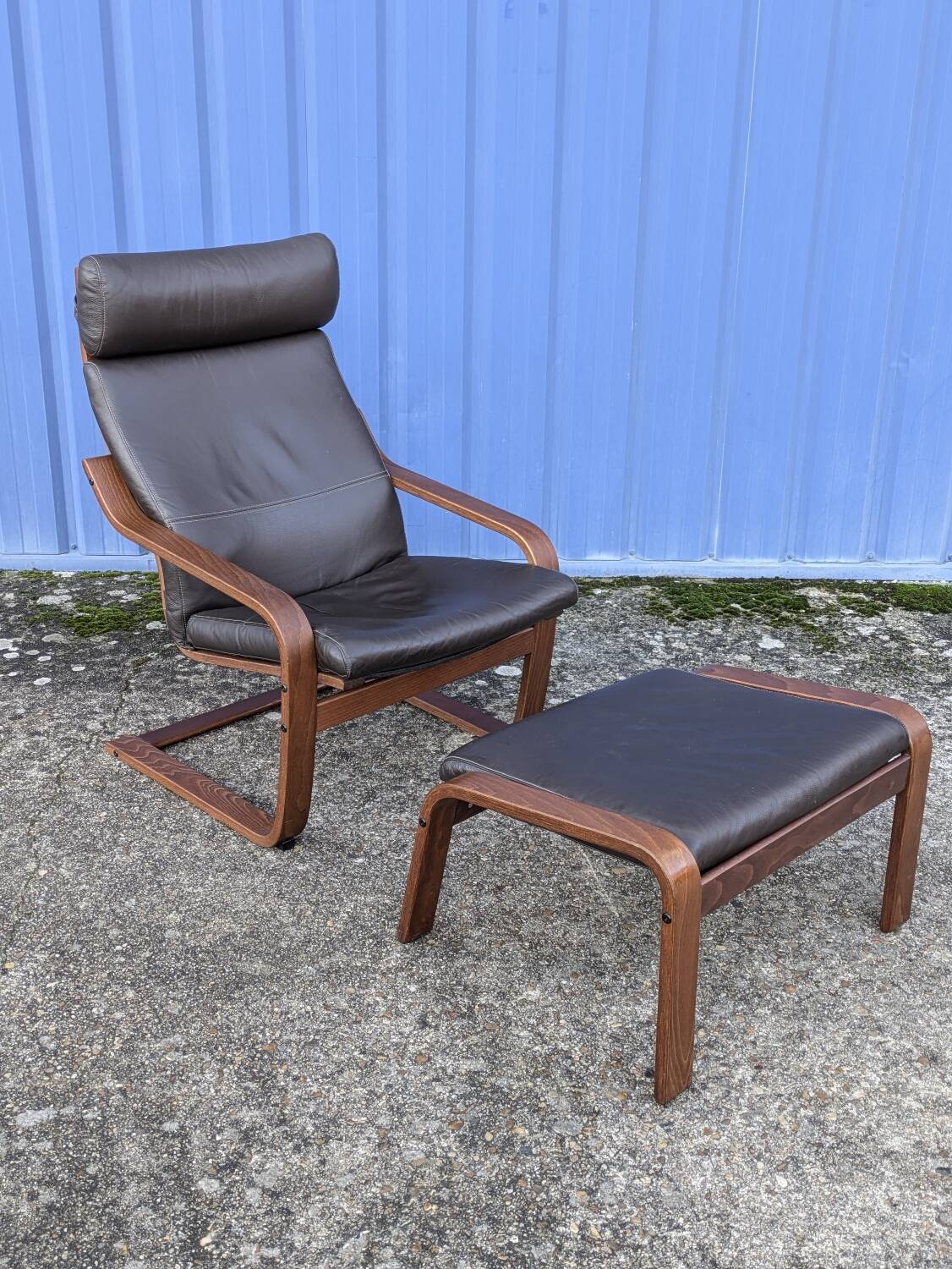 Ikea Vintage "Poang" Leather Relaxation Lounge Chair Brown