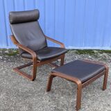 Ikea Vintage "Poang" Leather Relaxation Lounge Chair Brown