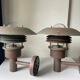 Pair of classic danish vintage MCM outdoor wall lamp in copper