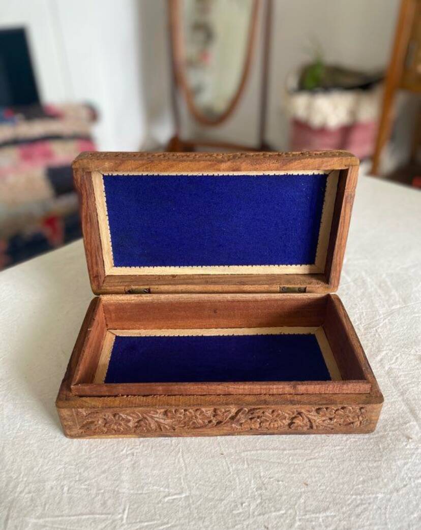 Indian carved wooden box