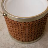 Vintage rattan ice bucket by Kraftware N.Y.C.