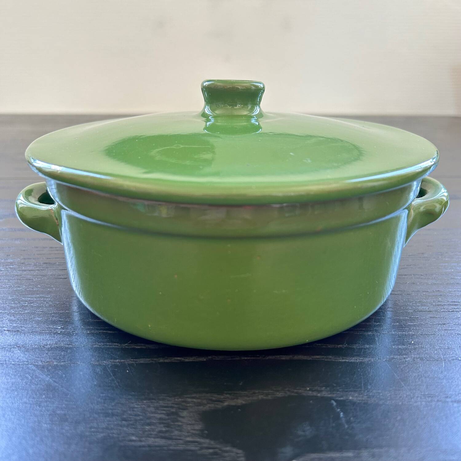 Green ceramic soup tureen
