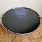 Vintage metal and glass tripod pedestal, brass base, 50s-60s