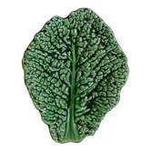 Green earthenware cabbage pouch tray Sarreguemines