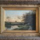 Impressionist painting "Animated twilight landscape" 19th century signed Barbizon