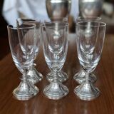 Crystal and pewter glassware set with ewer