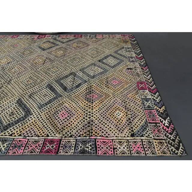 1970s Vintage Turkish Oushak Handmade Wool Cotton Gray Area Rug 158x236