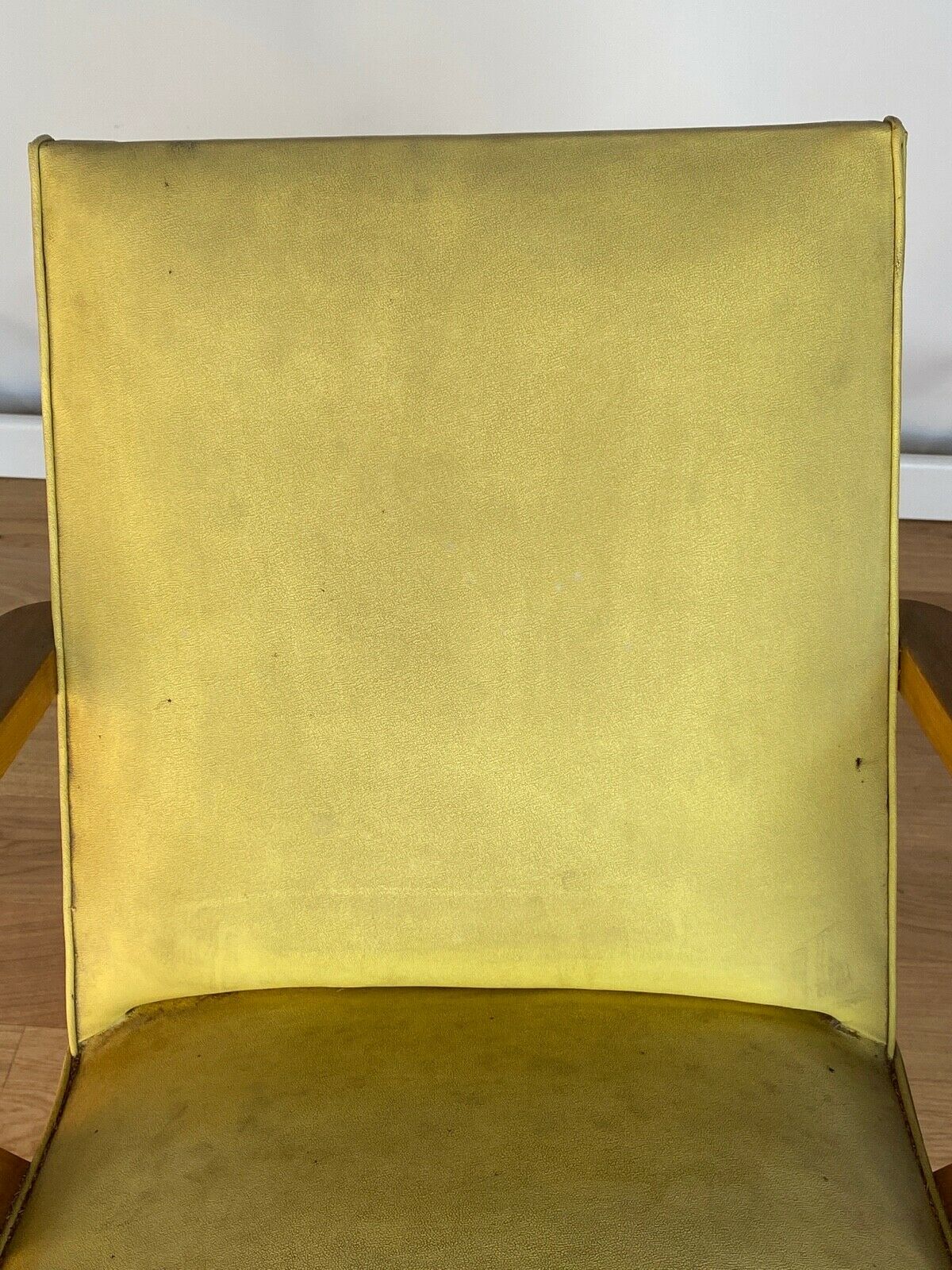 Armchair 1960 french work seat yellow compass feet