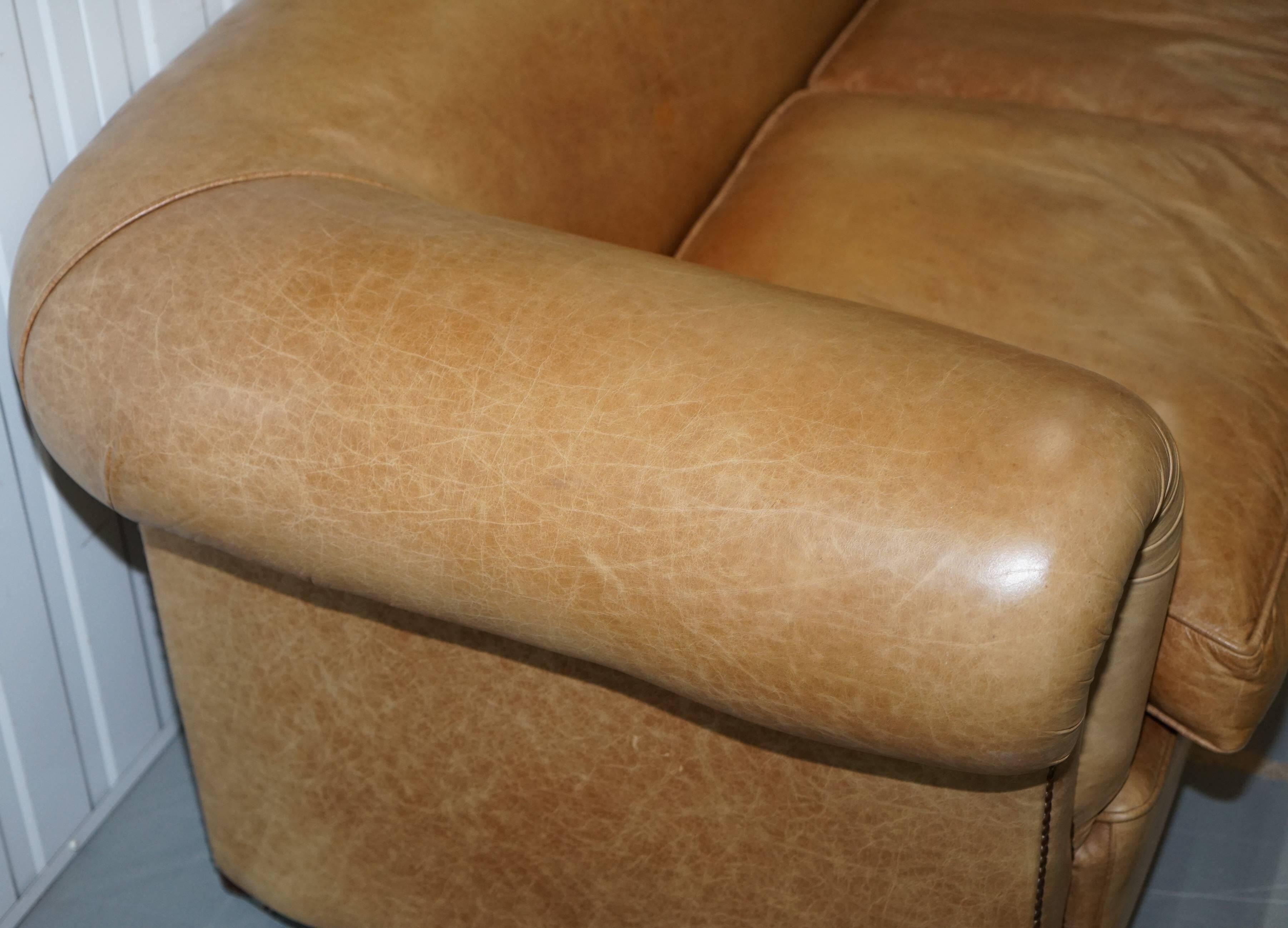 Victorian style vintage leather spring sofa
