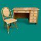 Vintage rattan and woven wicker desk 1970