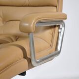 Modern leather office chair with chrome base, 1970s.