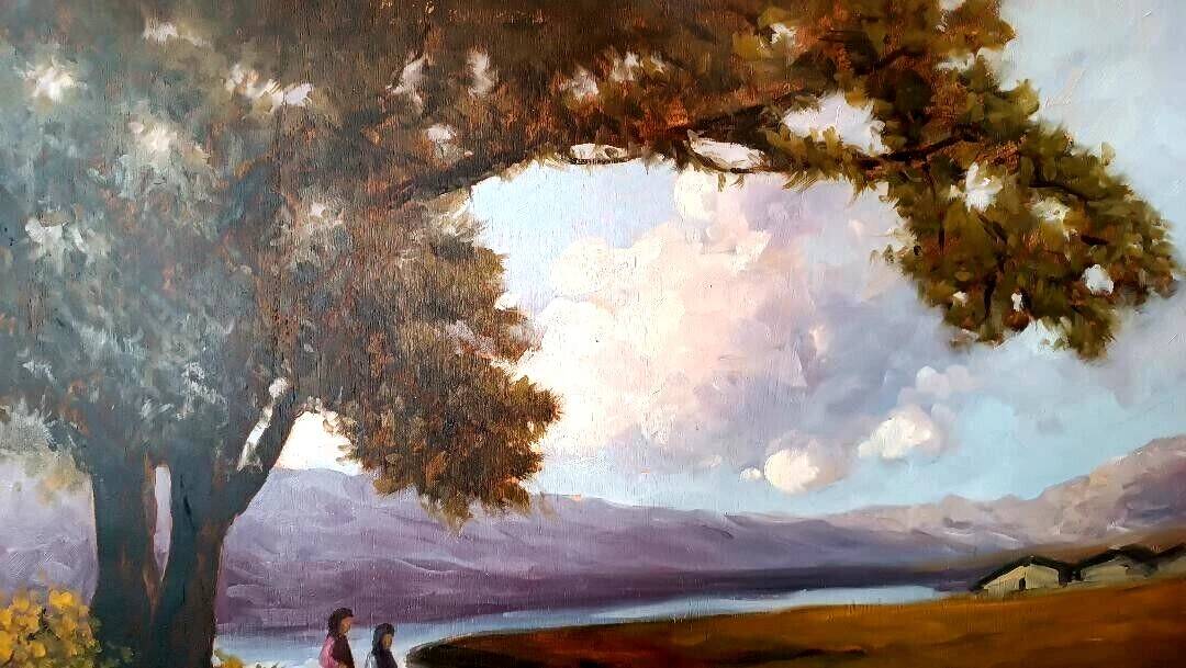 Large dipinto paesaggio firmato longoni anni 30 - 101 x 71