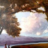 Large dipinto paesaggio firmato longoni anni 30 - 101 x 71