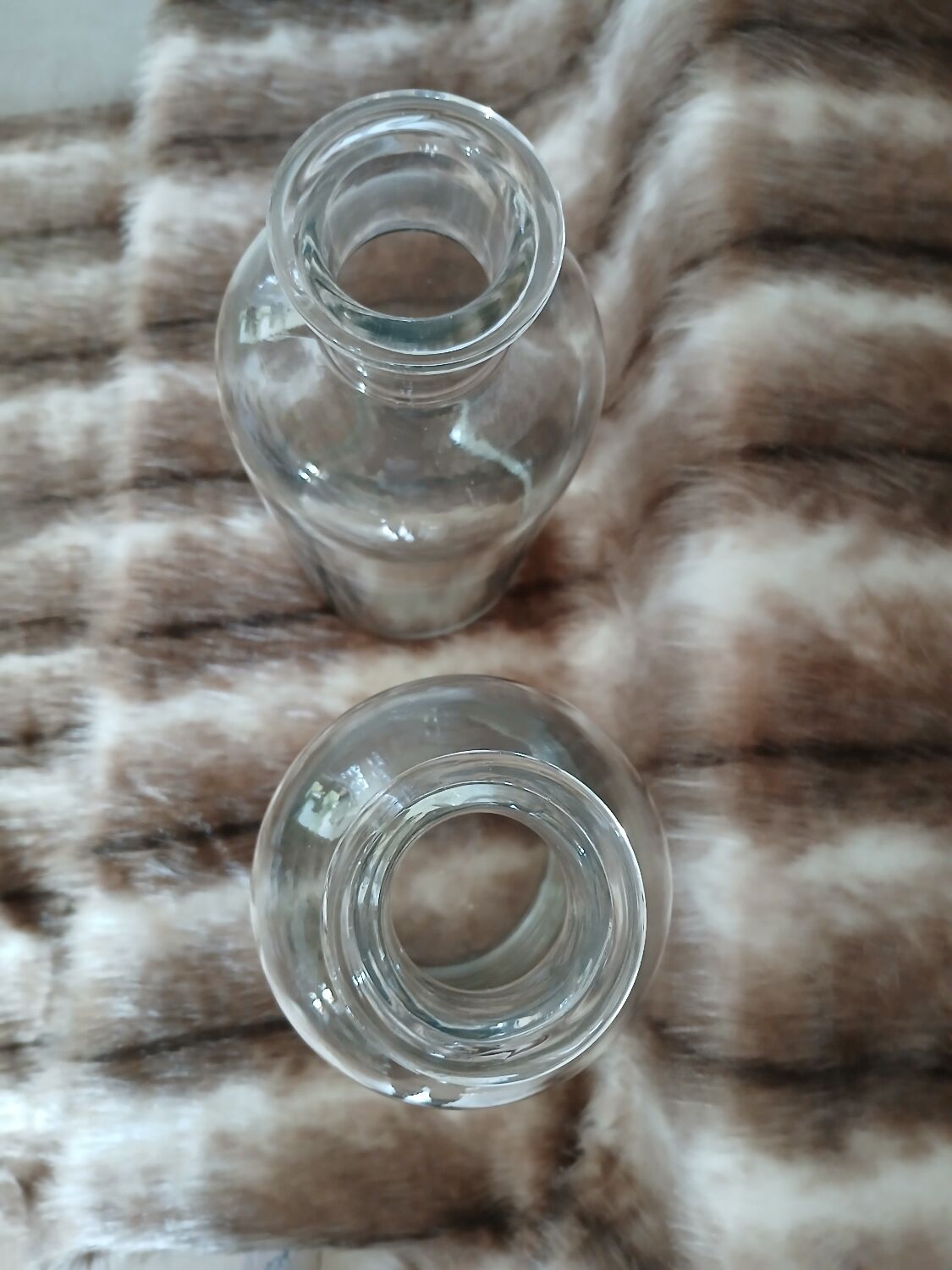 2 large antique transparent glass bottles