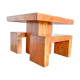Set dining table plus 2 benches in solid teak wood, Italy 1970s