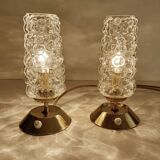 Pair Vintage Bubble Glass Lamps