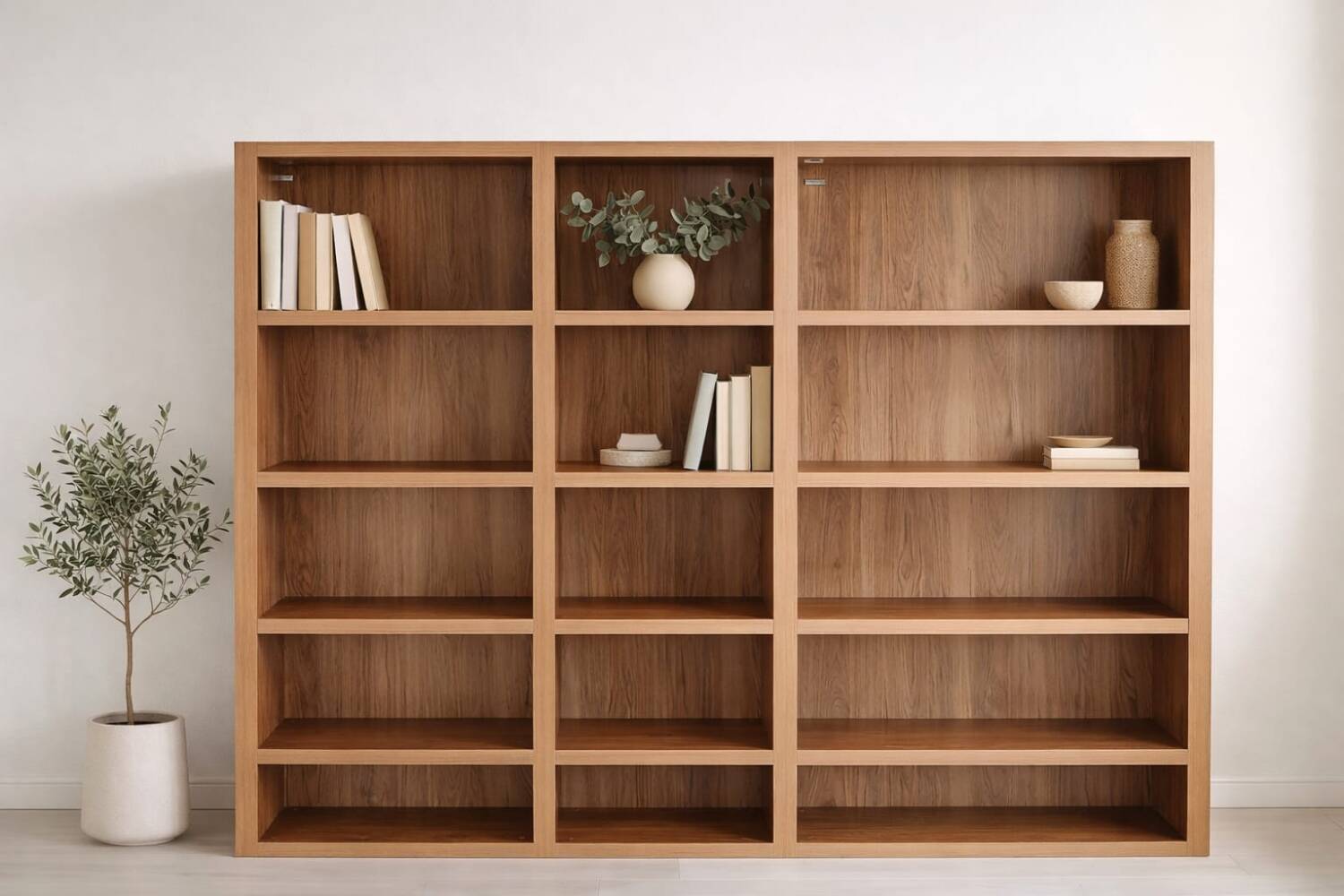 Large Gauthier library – warm wood – elegant lines – 21