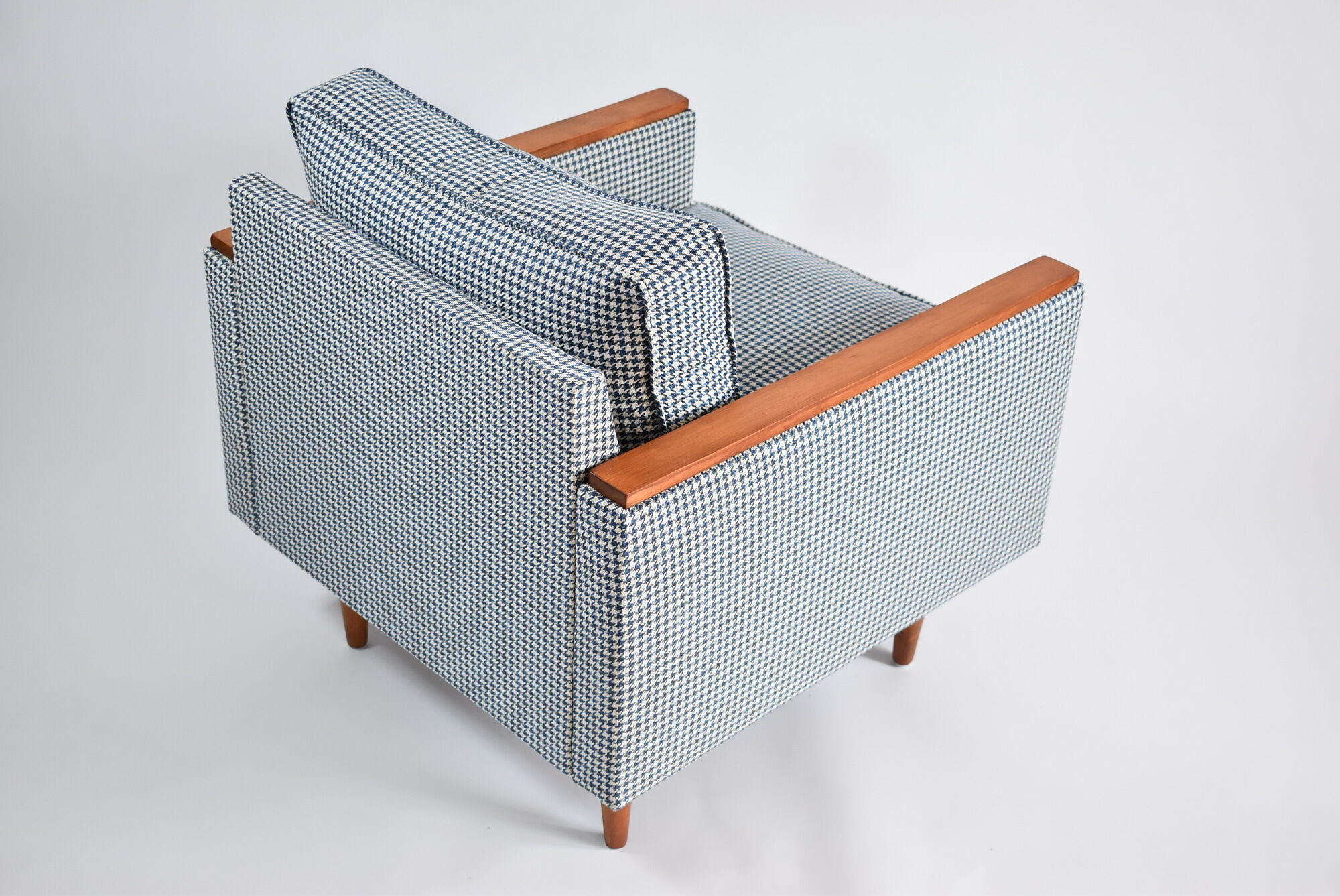 Original vintage armchair model ZWP-8 Cube, fully restored, pied de poule fabric, 1970s
