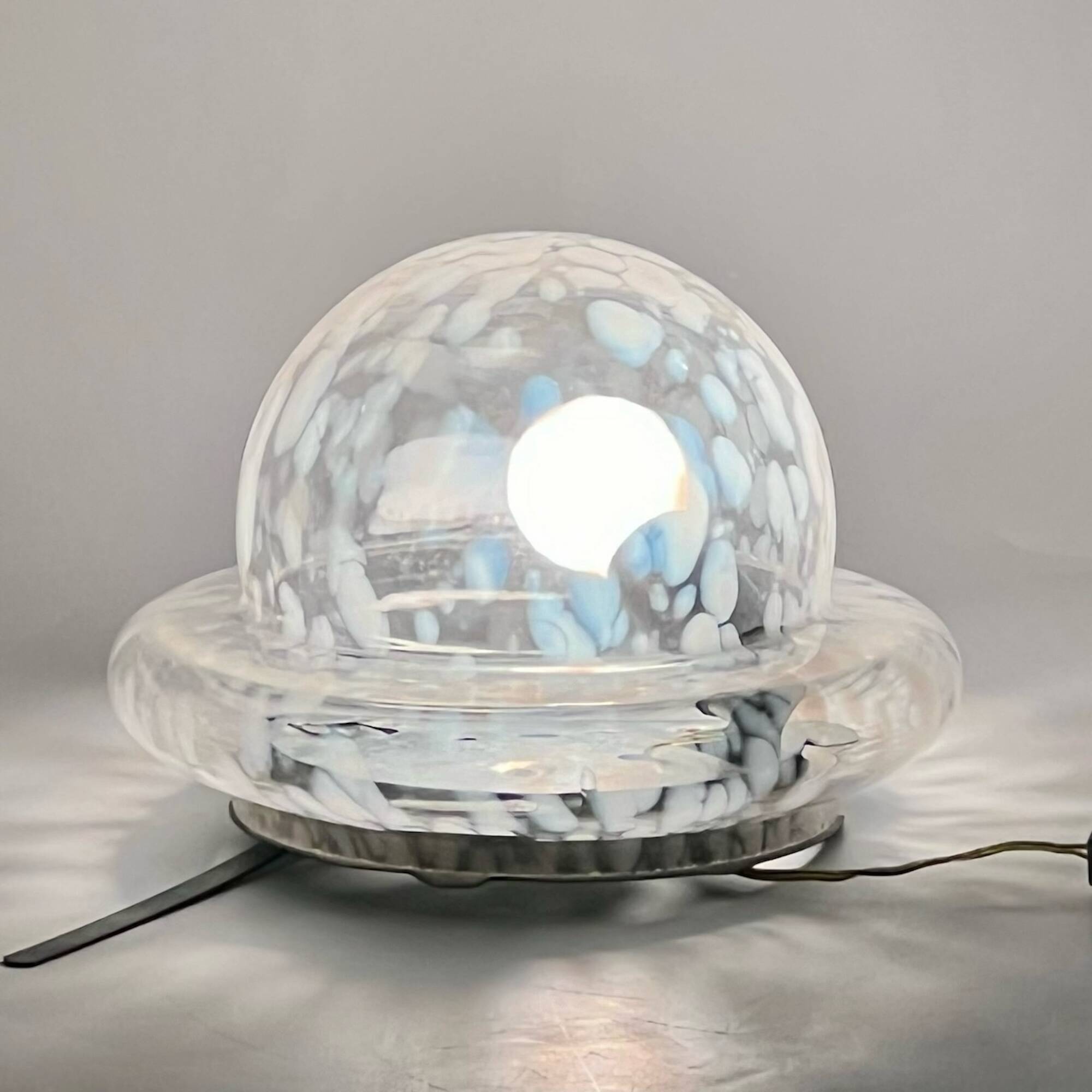 Vintage Space Age UFO Flush Mount Light Fixture with Spotted Glass Shade, 1960s