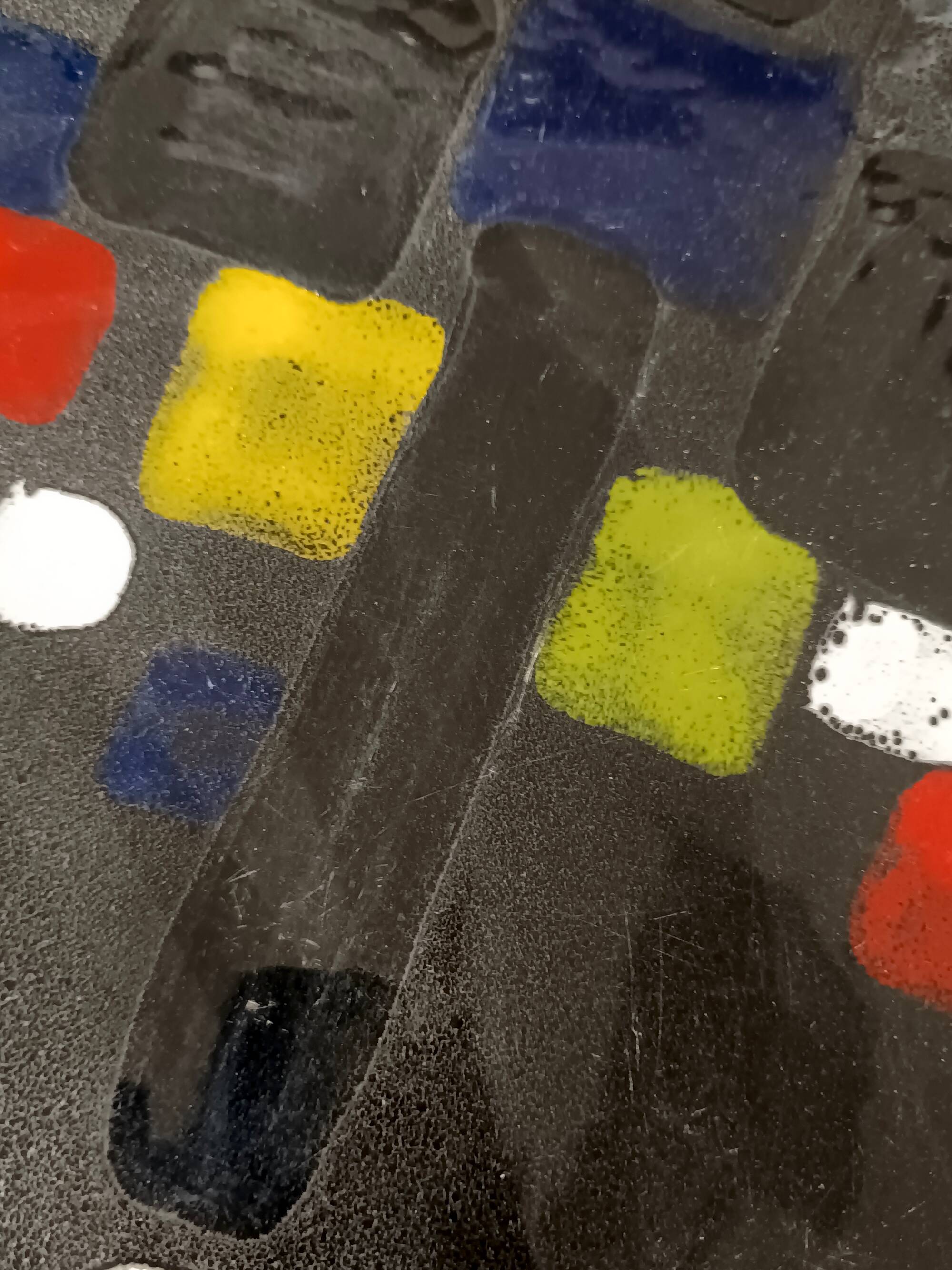 Lacquered Black with Colored Details Ceramic Vide-Poche by Ars Deruta, Ital