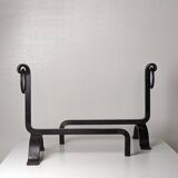 Pair of modernist wrought iron andirons - 1950s